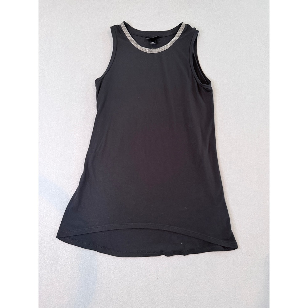 Mossimo Black Beaded Chain Neck Tank Top High Low Hem XS